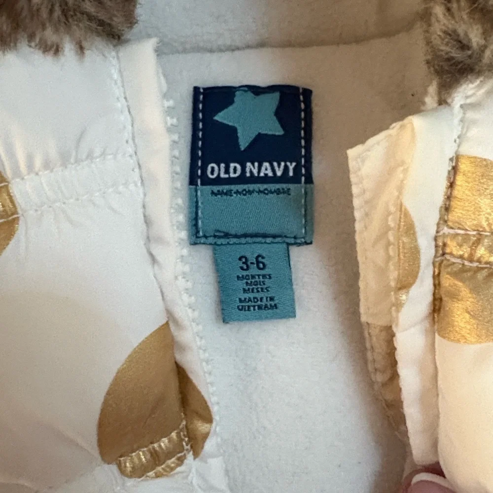 Old Navy‎ White and Gold Polka Dot Baby Vest Size 3 to 6 Months EUC